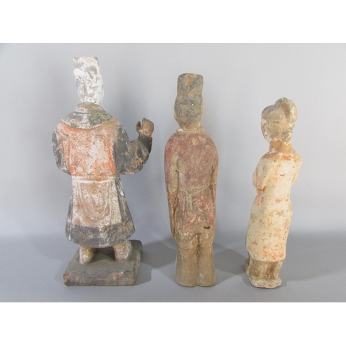 603 - A group of six Chinese items with one other to include : three attendants, Tang Dynasty or later, an... 