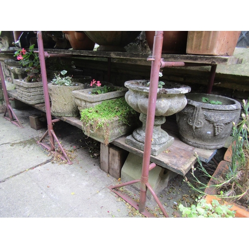 1002 - Nine weathered cast composition stone garden planters and two small bird baths of varying size and d... 