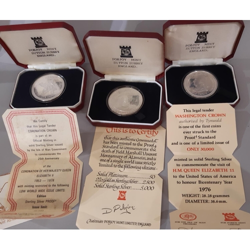 396 - A collection of commemorative / collectable coins and silver ingots to include cased Pobjoy mint cro... 