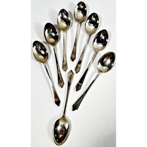 297 - Cased set of 16 silver tea and coffee spoons commemorating the different Assay Offices of England an... 