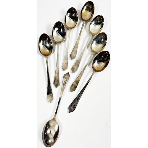 297 - Cased set of 16 silver tea and coffee spoons commemorating the different Assay Offices of England an... 