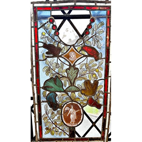 187 - Four 19th century leaded stained glass panels (as Found)