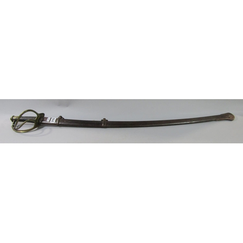 715 - 19th century French light Cavalry sword with scabbard 18823 patten blade 90 cm