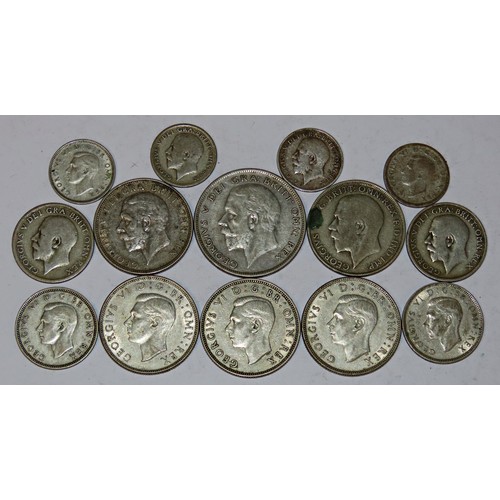 438 - A quantity of pre 1947 British silver coinage, Florins and smaller demonisations, 70g (gross weight)... 