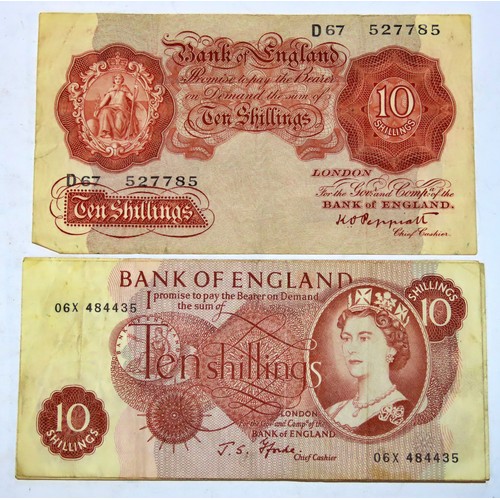 439 - Bank of England, a collection of bank notes to include 15 £1 notes, seven 10 Shilling notes.