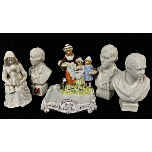 132 - Mixed ceramics including Doulton Falstaff, Wedgewood jasperware dish and cover, Parian figures (Burn... 