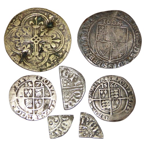 324 - Medieval, Elizabeth I and James I coins, including Sixpence, 1604, Threepences, 1566, 1572 and other... 