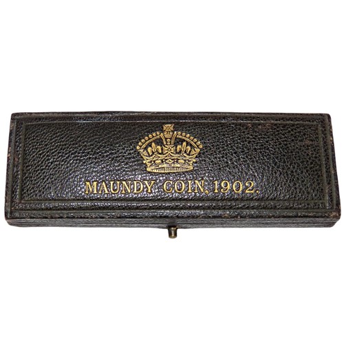 302 - Edward VII, 1902-10. Part Maundy Set, 1902. In Leather Box Of Issue.