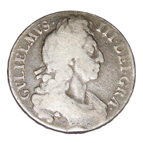 196 - William III, 1689-1702. Crown, 1696. Engraved as a love token, “M.I.N. JULY 2ND 1870”. (1 coin / tok... 