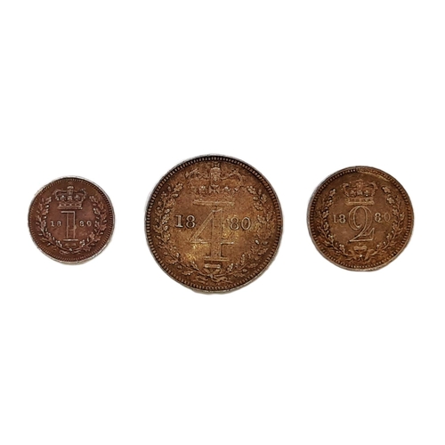 304 - Victoria, 1837-1901. Part Maundy Set, 1880. (3 coins).