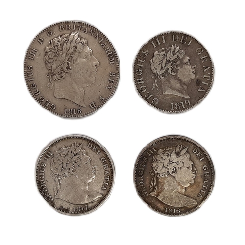 319 - George III Crown, 1818. Halfcrowns, 1816, 1817, 1819. (4 coins).