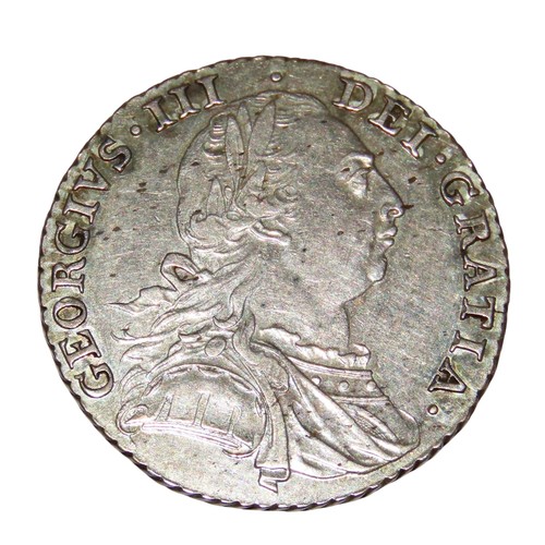 209 - George III, 1760-1820. Shilling, 1787. No hearts. (1 coin).