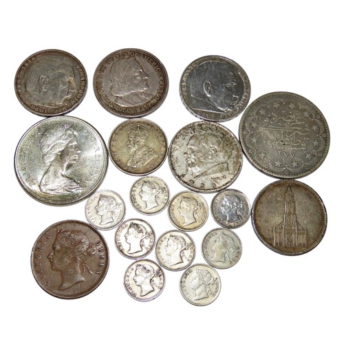 308 - Straits Settlements 5 Cents, 1884, 1886, 1887, 1890 H, 1897 H, 1900 (2), 1901 (2), 1 Cent 1883 Ameri... 