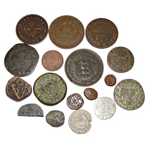 310 - VOC 1 Stuiver, Dutch Indian VOC Kas pieces, and a collection of other world coins, including some ha... 