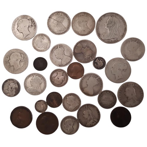 365 - A collection of Victorian coins, Crown 1895 LIX, Gothic florins (6) Halfcrowns, shillings and other ... 