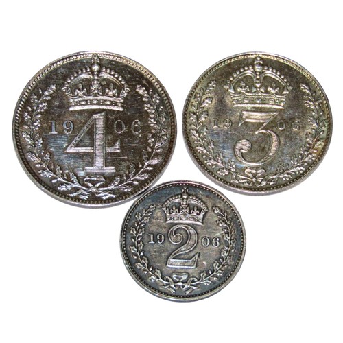 303 - Edward VII, 1902-10. Part Maundy Set, 1906. (3 coins).