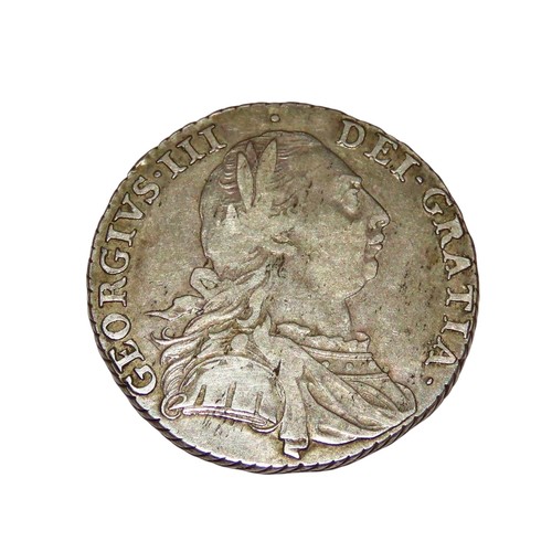 208 - George III, 1760-1820. Shilling, 1787. With hearts. 1/1 retrograde in date. Scarce. (1 coin).