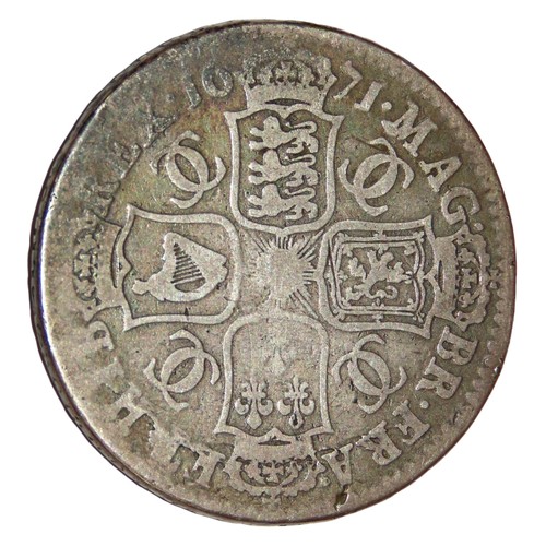 191 - Charles II, 1660-85. Halfcrown, 1671. V TERTIO edge. (1 coin).