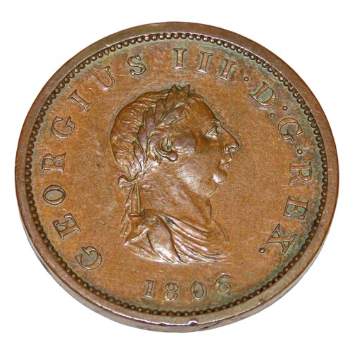 212 - George III, 1760-1820. Bronzed Pattern Halfpenny, 1806. Plain edge. Soho Mint. (1 coin).