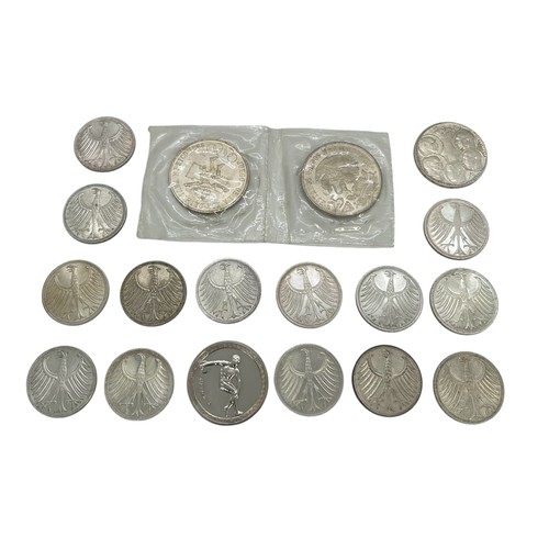 468 - Germany: 14 x 20th century German Five Deutschmark coins, 1963 and later, together with Olympic inte... 