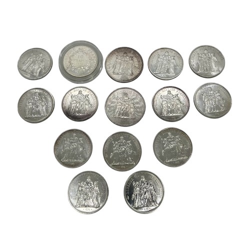 470 - France: 15 x silver 10 Francs coins, 1967 and later (15 coins).