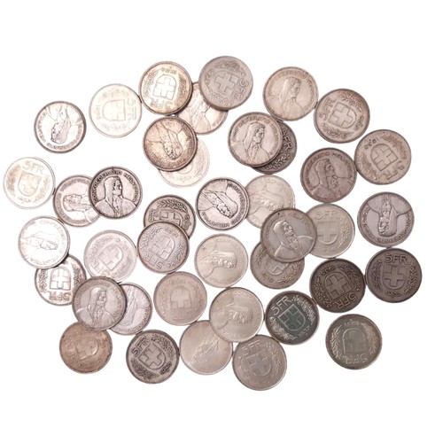 469 - Switzerland. 40 x 5 Franc coins, 1932 and later. (40 coins).