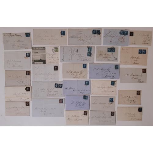 149 - Postal History 26 Queen Victoria entries.  Comprising 9 with 1d Penny Blacks, four of which are 4 ma... 