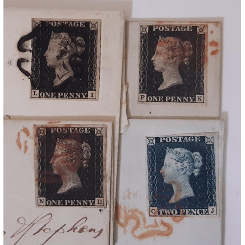 149 - Postal History 26 Queen Victoria entries.  Comprising 9 with 1d Penny Blacks, four of which are 4 ma... 