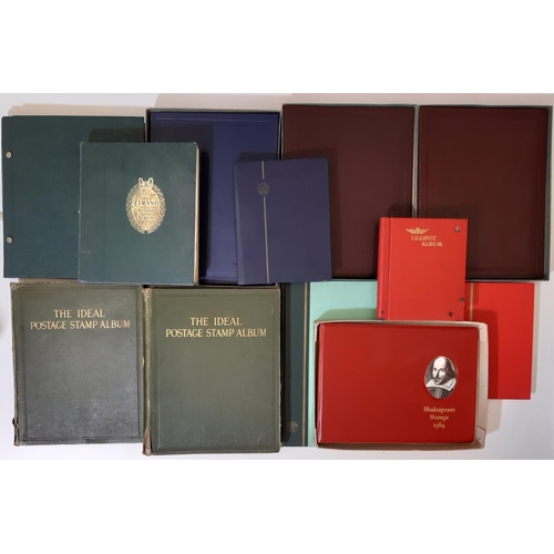 168 - An album of Shakespeare stamps, 2 x Ideal stamp albums containing worldwide issues from Queen Victor... 