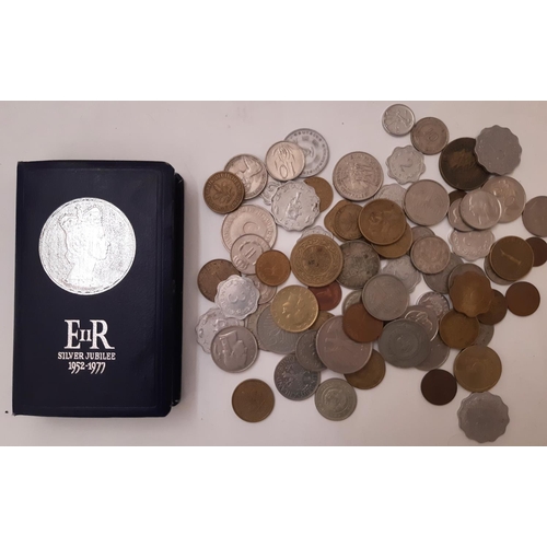 483 - Mixed commemorative and other coins to include Crowns, world coins and banknotes together with a qua... 