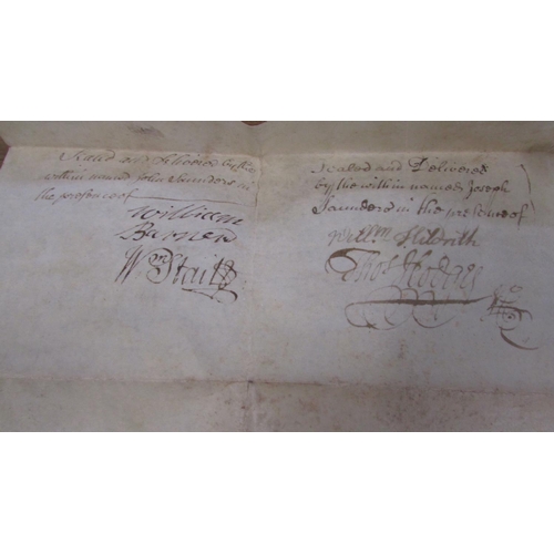 879 - Three early parchments: the first dated 1722, being a Marriage Settlement between Brabant and Niblet... 