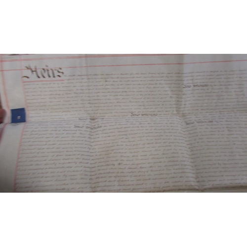 879 - Three early parchments: the first dated 1722, being a Marriage Settlement between Brabant and Niblet... 