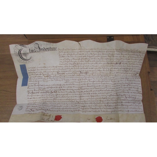 879 - Three early parchments: the first dated 1722, being a Marriage Settlement between Brabant and Niblet... 