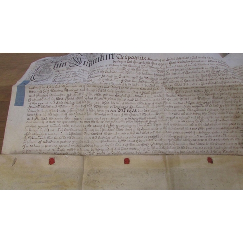 879 - Three early parchments: the first dated 1722, being a Marriage Settlement between Brabant and Niblet... 