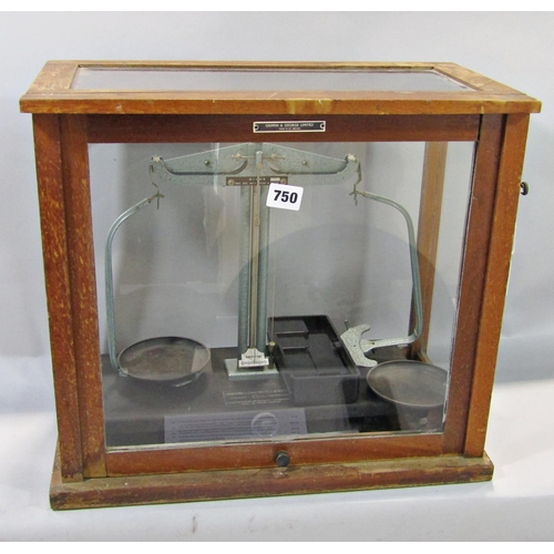 750 - A set Laboratory scales made by Griffin and George, 45cm wide