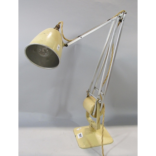 751 - A vintage canter-lever cream painted metal office lamp.