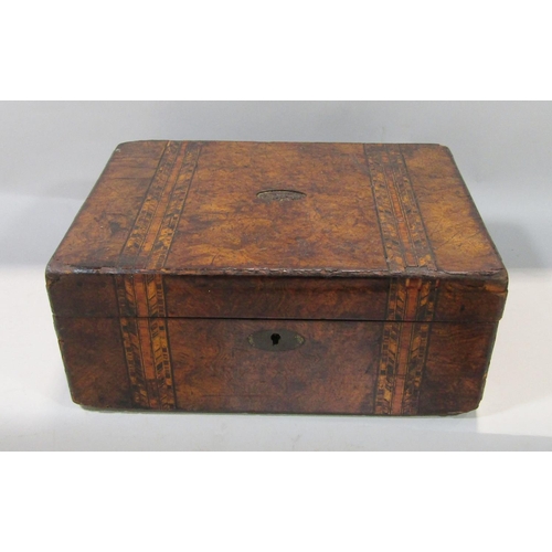 754 - A 19th century inlaid walnut writing box