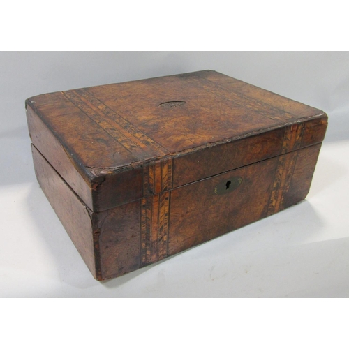 754 - A 19th century inlaid walnut writing box