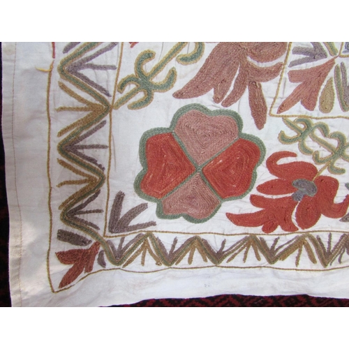 762 - A pair of Crewel work floral panels 160cm x 140cm approximately