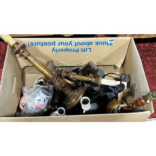 760 - A quantity of lighting fixtures, including candlestick lamps, bracket lamps etc