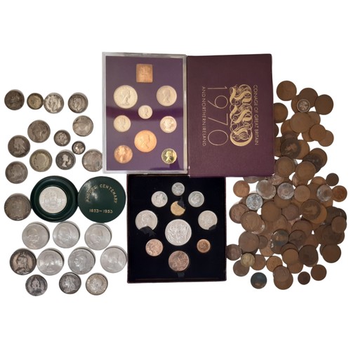 481 - A mixed collection of coins to include pre 1920 and later silver coins to include Victoria Crowns 18... 