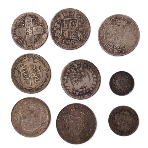 481 - A mixed collection of coins to include pre 1920 and later silver coins to include Victoria Crowns 18... 