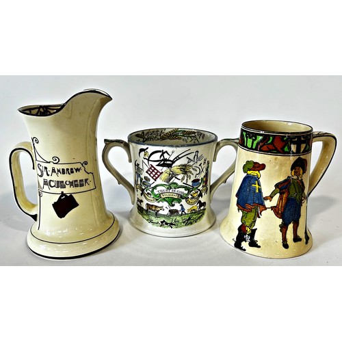 6 - A Royal Doulton Sir Andrew Ague Cheek series ware jug, a further Royal Doulton Musketeers tankard, a... 