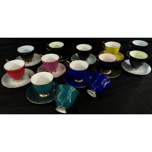 10 - A collection of Royal Albert Gaiety teacups and saucers in various colourways (13)