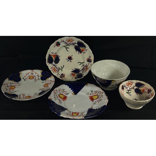 4 - A collection of 19th century Gaudy Welsh tea wares including tulip and other patterns comprising tea... 