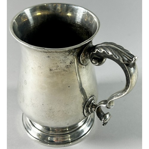 212 - A George III silver tankard, (with later inscription), with a scrolled handle, London, 1776, makers ... 