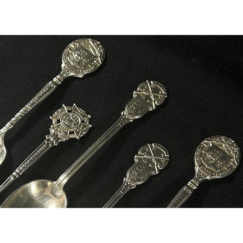 218 - Five silver shooting Award teaspoons; a pair of Bristol Rifle Club, a pair of Aero Rifle Club and a ... 