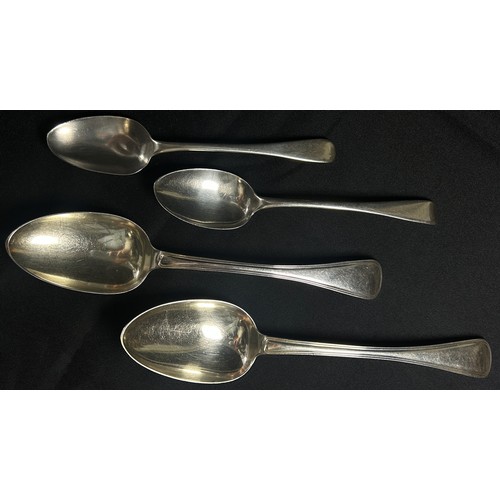 219 - Pair of William IV silver serving spoons, London, 1834, maker William Theobald, together with a pair... 