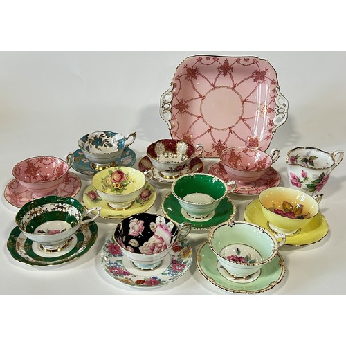 54 - A collection of Paragon bone china cabinet tea cups and saucers, further examples by Worcester and R... 