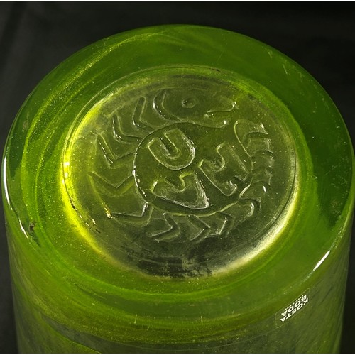 185 - A Swedish Art Glass green vase by Ulrica Hydman 'Vallien' (Kosta Boda) signed to the base 18.5cm hig... 